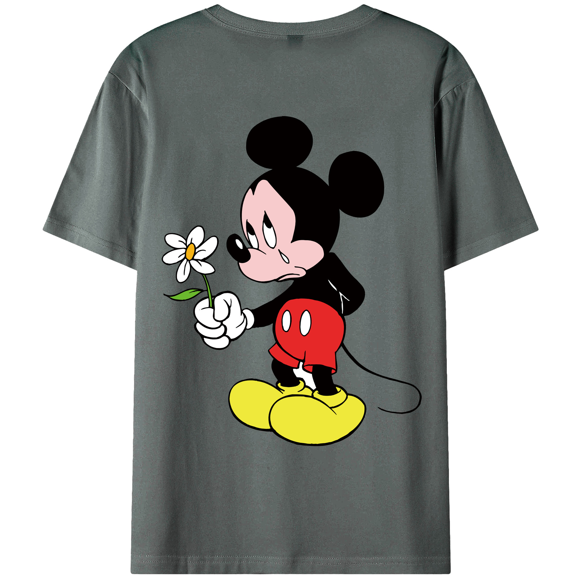 ミッキーマウス Mickey Mouse 綿100％ メンズ半袖Tシャツ（バックプリント） 通気性
